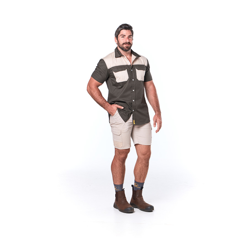 Picture of Shirt Short Horizon Olive Green+Khaki 3X-Large