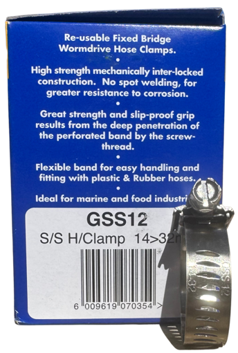 Picture of Hose Clamp GSS 12  14-32mm 12mm Band Stainless
