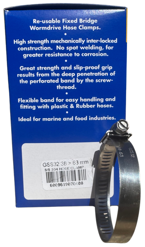 Picture of Hose Clamp GSS 32  38-63mm 12mm Band Stainless