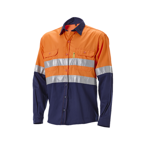 Picture of Shirt Long Hi-Vis Orange/Navy Small