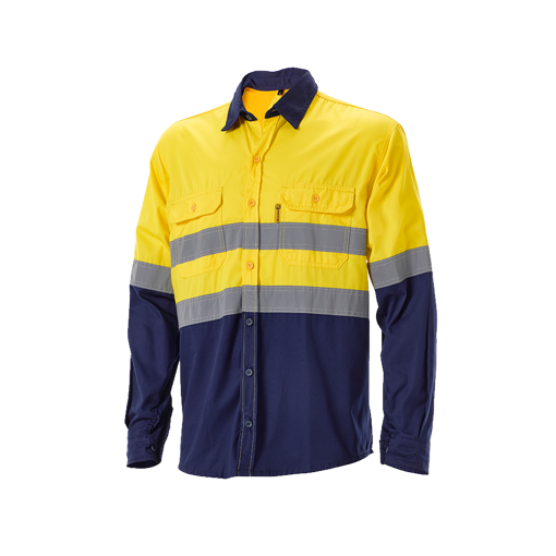Picture of Shirt Long Hi-Vis Yellow/Navy 5X-Large