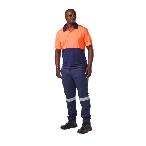 Picture of Golf Shirt Quick Dry Orange/Navy Blue Large
